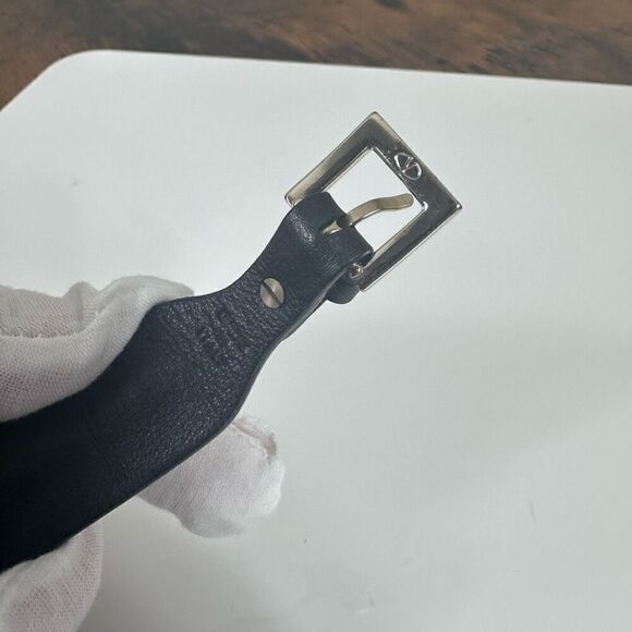 Valentino Garavani Rockstud Leather Bracelet Black Silver Large - Picture 9 of 12
